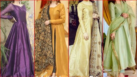 Simple But Stylish Katan Silk Frock Maxi Designs For Wedding Functions