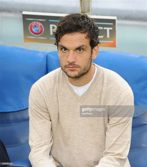 Lazios Midfielder Marco Parolo Sitting On The Bench During The News