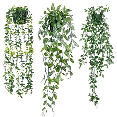 Sggvecsy Fake Hanging Plants Pack Artificial Eucalyptus Fake Want