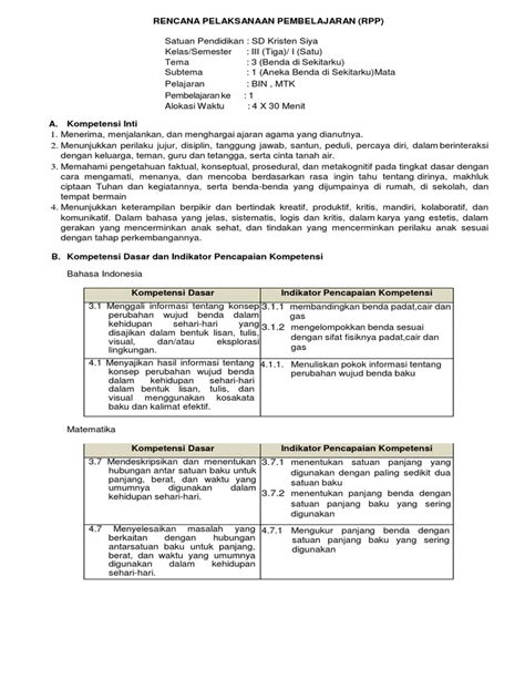 Rpp Kelas 3 Tema 3 Sub Tema 2 Pembelajarn 1 Pdf