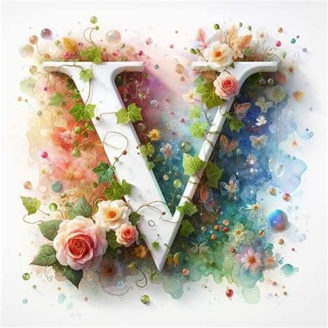 Pin By Amy Bryan On Art I Love In 2024 Floral Lettering Letter V