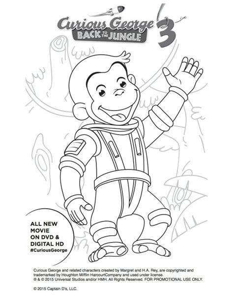 Astronaut Curious George Free Printable Coloring Page - Mama Likes This