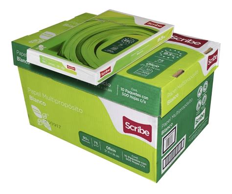 Papel Bond Blanco Tamaño Oficio 5000 Hoja Marca Scribe Verde Envío gratis