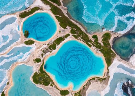 Premium Photo | An aerial view of the lagoon and the ocean.