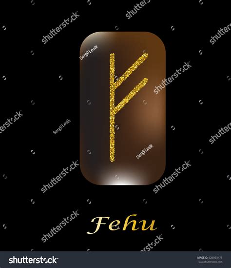 Fehu Rune Elder Futhark Trend Flat vector de stock libre de regalías