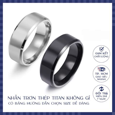 Nhẫn Nam Trơn Không Gỉ Nhẫn Đen Bạc Trơn Nam Đẹp Nhẫn Nam Nữ Titan