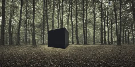 A Black Cube Minimalist House In The Woods And Empty Stable Diffusion