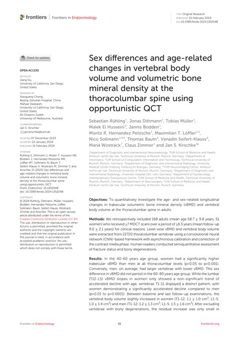 PDF Sex Differences And Age Related Changes In Vertebral Body Volume