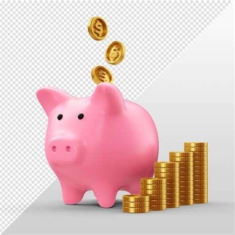 Premium Psd Piggy Bank With Gold Money Coin 3d Render