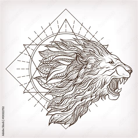 Geometric Lion Roaring