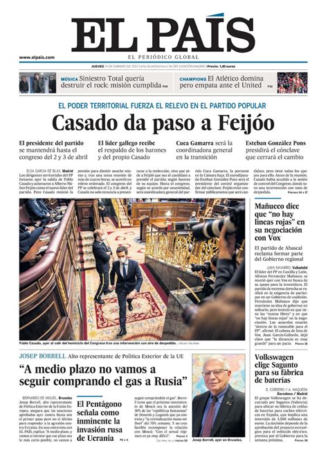 Portada De El PaÍs Del 24 02 2022