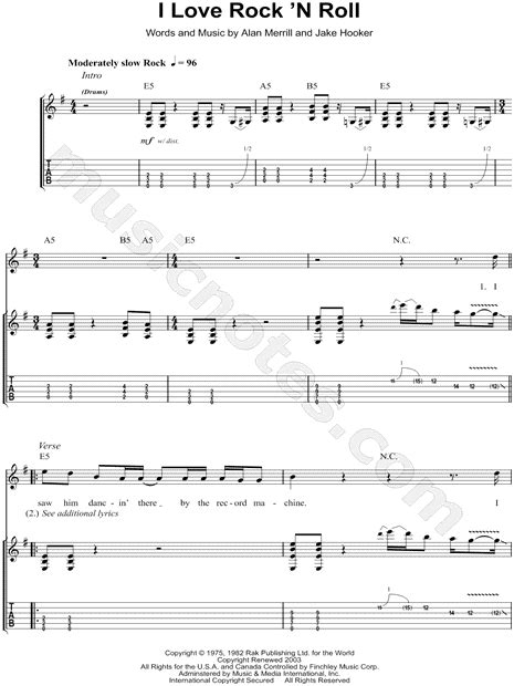 Joan Jett The Blackhearts I Love Rock N Roll Guitar Tab In E Minor