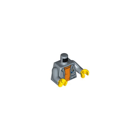 Lego Sand Blue Torso With Coast Guard Jacket And Orange Sweater