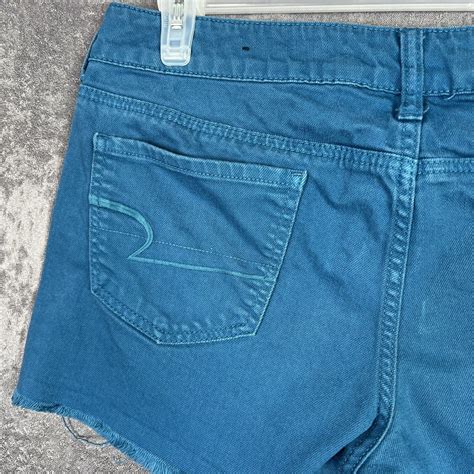 Womens American Eagle Cut Off Denim Stretch Shorts Cheeky Size 14 34W