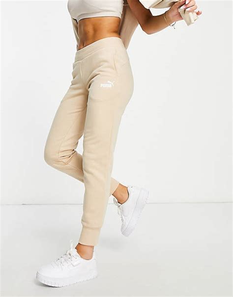 Puma Essentials Logo Joggers In Oatmeal Asos