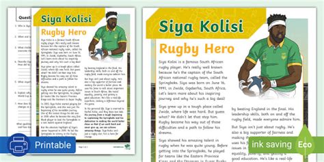 Siya Kolisi Story Intermediate Phase Twinkl Twinkl