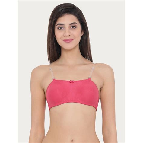 Buy Clovia Cotton Rich Solid Non Padded Full Cup Wire Free T Shirt Bra Light Pink Online