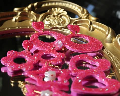 Barbie INSPIRED Hot Pink Glittery Doll Cute Handmade Lightweight Hypoallergenic Earrings For
