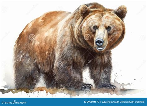 Desenho a Aquarela De Um Urso pardo Ilustração Stock Ilustração de