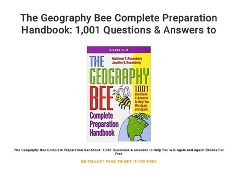 The Geography Bee Complete Preparation Handbook 1001 Questions