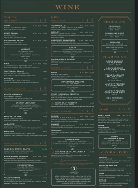 Alberts Didsbury Manchesters Full Menu Online