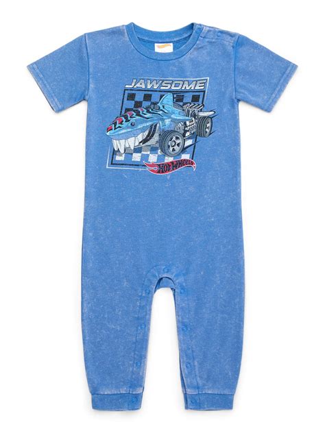 Hot Wheels Baby Boy Graphic Mineral Washed Romper Sizes Months Months Walmart