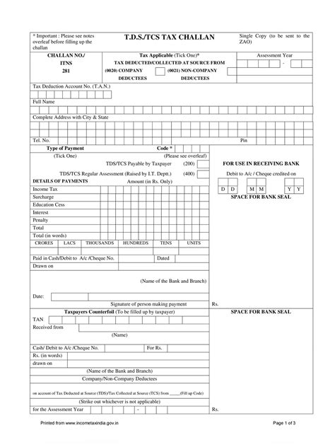 Income Tax Tds Challan 281 Excel Format