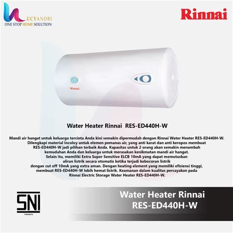 Jual Water Heater Listrik Rinnai Liter Horizontal Res Ed H W