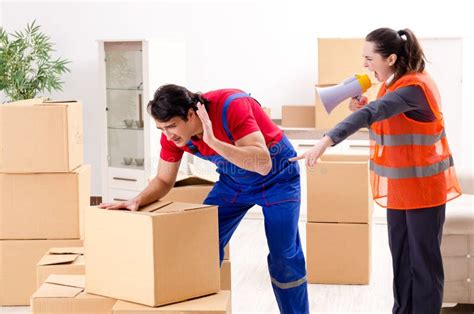 The Professional Movers Doing Home Relocation Stock Image Image Of