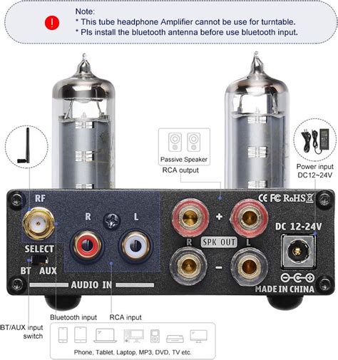 AIYIMA Bluetooth Tube Amplifier Headphone Amplifiers TPA3116D2 HiFi