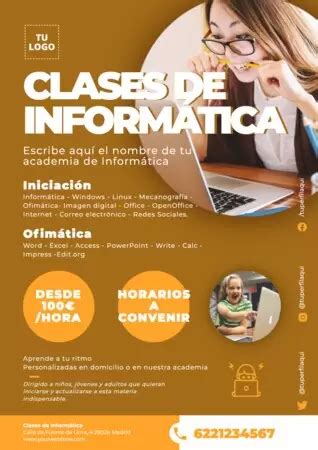 Diseña flyers de Cursos de Informática con plantillas