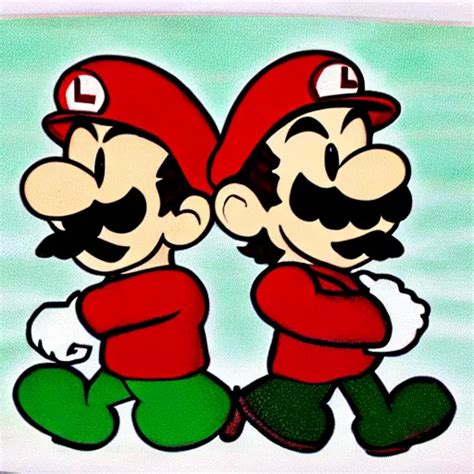 Mario And Luigi Jumping High Up In The Sky Crying Stable Diffusion