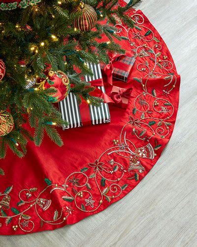 A Christmas Tree Skirt With Presents Under It