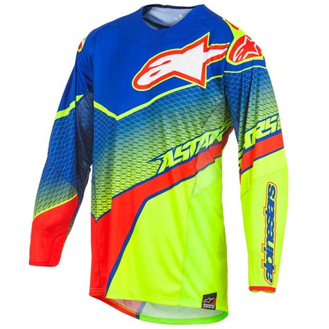 Maillot Cross Alpinestars Techstar Venom Blue Yellow Fluo Red