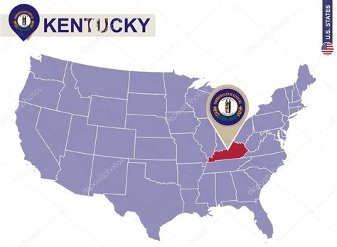 Kentucky State on USA Map. Kentucky flag and map. — Stock Vector ...