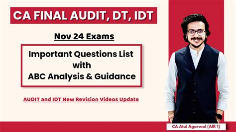 AUDIT DT IDT ABC Analysis Important Questions List Strategy CA