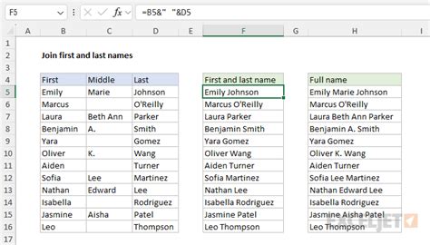 Join First And Last Name Excel Formula Exceljet