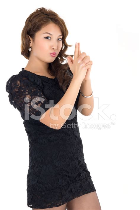 Woman With Her Hands Shaped Like A Gun Stock Photo Royalty Free