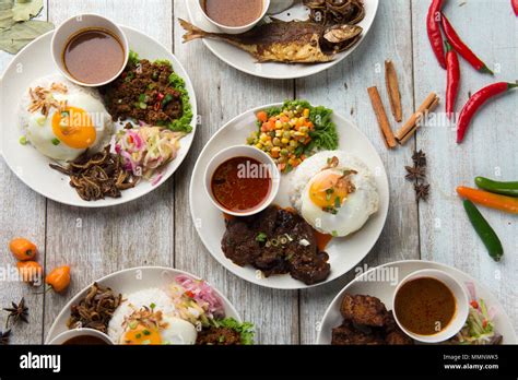 various malaysian rice and dishes Stock Photo - Alamy