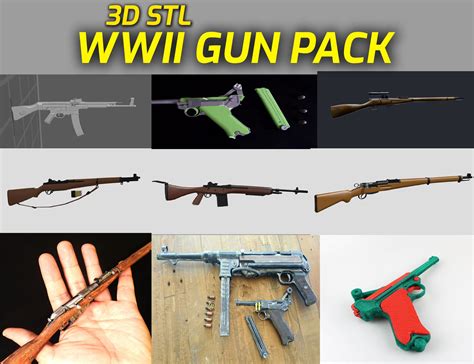 3d Stl Ww2 Gun Pack Stl Bundle 9 Pcs Models In A Pack Etsy