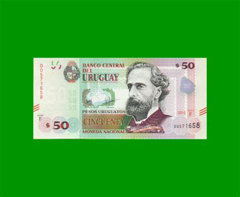 BILLETE DE URUGUAY 50 00 PICK 94 AÑO 2015 SERIE F ESTADO SIN