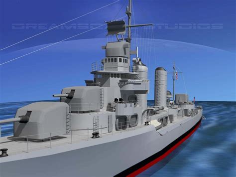 Benson Class Destroyer USS Laffey DD459 - 3D Model by Dreamscape Studios