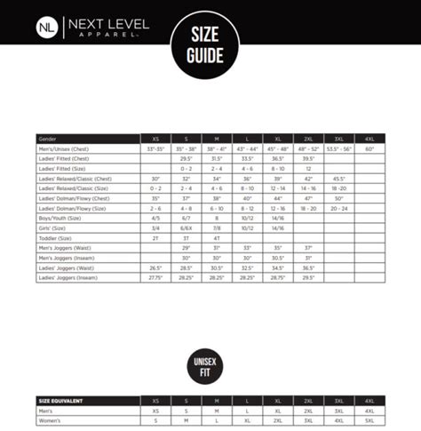 Next Level Apparel Sizing Chart Crt Apparel