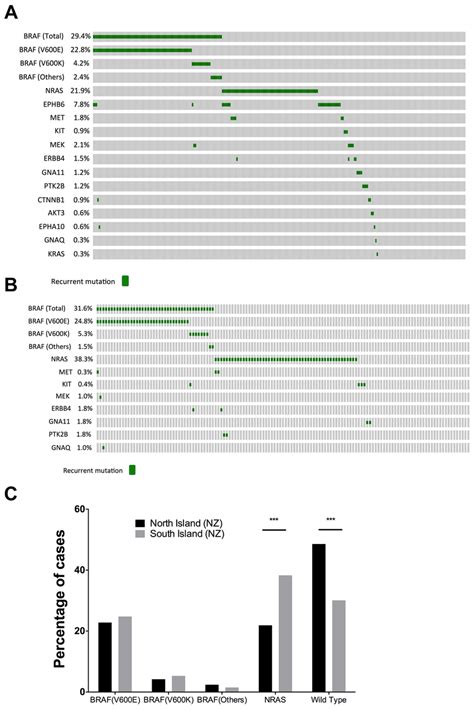 Comparison Of Braf And Nras Mutation Profiles Between North And South