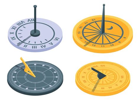 Sundial Icons Set Isometric Style 8887352 Vector Art At Vecteezy