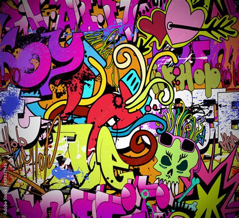 Graffiti Wall Art Background Hip Hop Style Seamless Texture Pat Stock