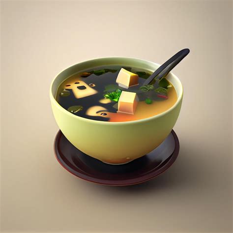 Sopa De Miso Japonesa Tradicional Hecha De Pasta De Miso D Render