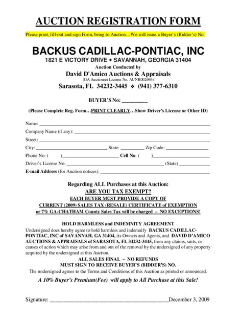 Fillable Online Backus Cadillac Pontiac Inc Fax Email Print Pdffiller