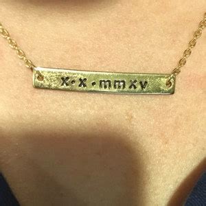 Roman Numeral Necklace / Gold Bar Necklace / Personalized Special Date ...