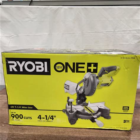 New Ryobi 18 Volt One Cordless 7 1 4 In Compound Miter Saw Tool Only With Blade And Blade